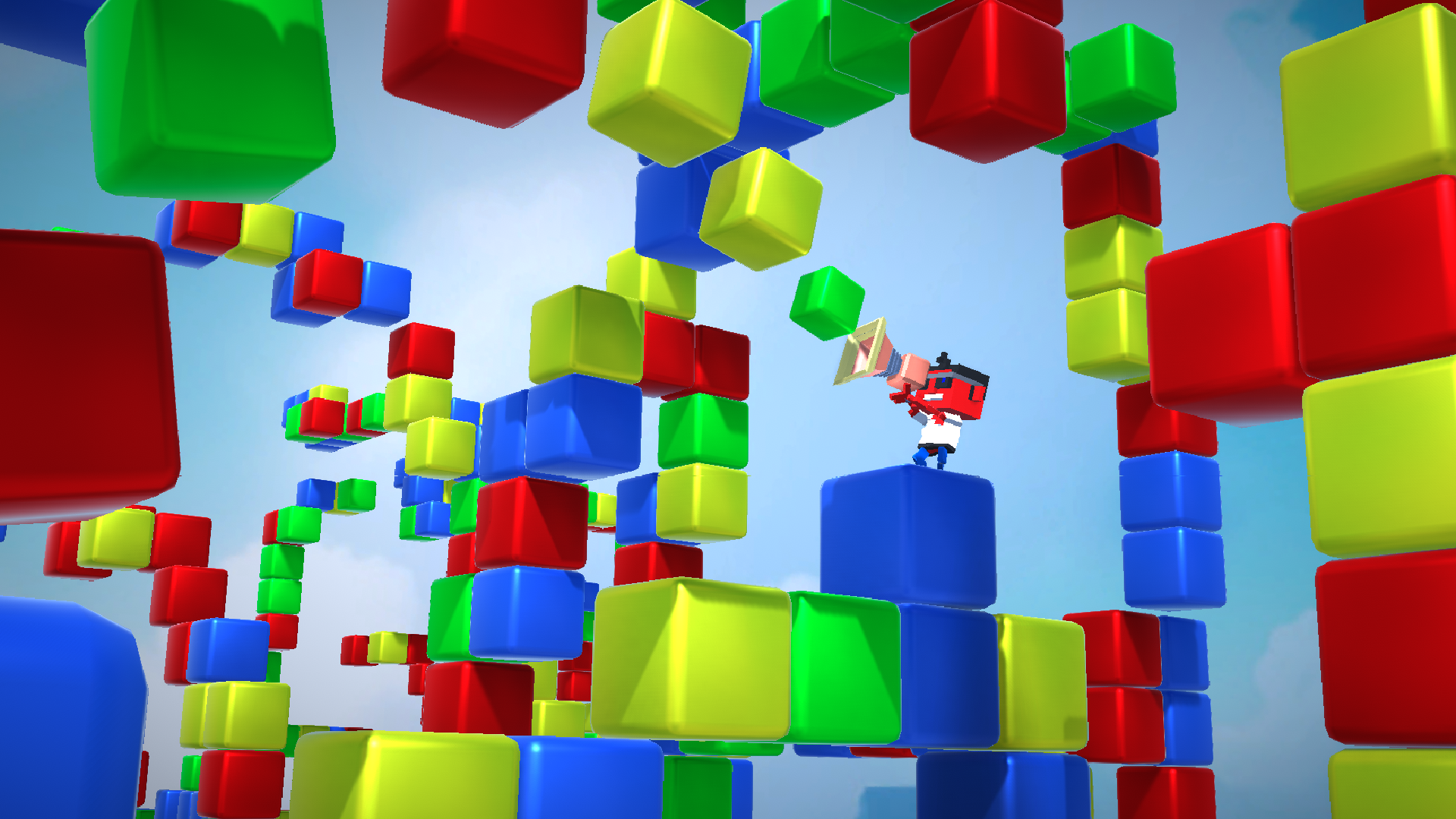 Colourful 3D cubes scene illustrating store presence and marketing