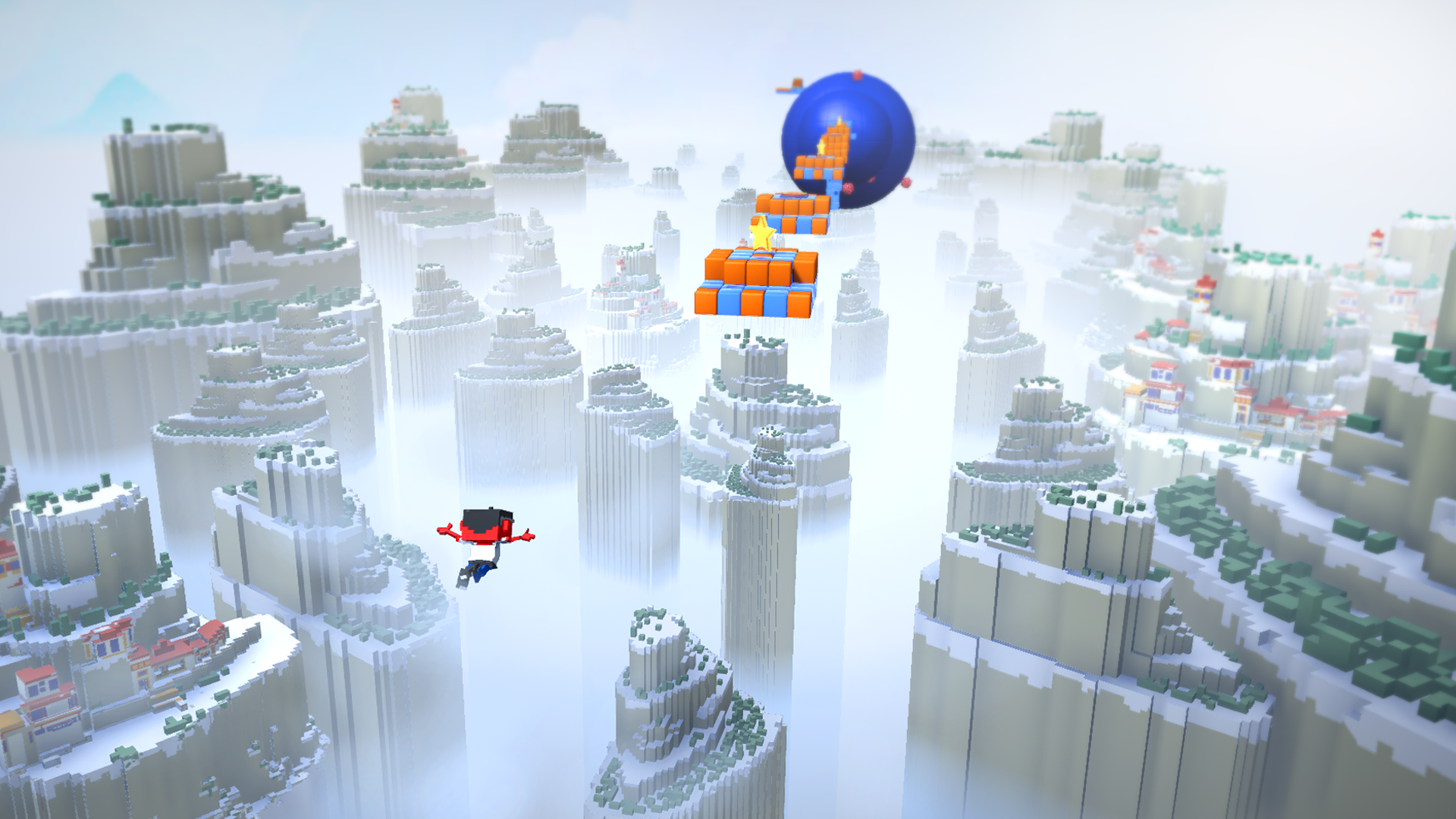 Voxel landscape illustrating optimization and engineering work